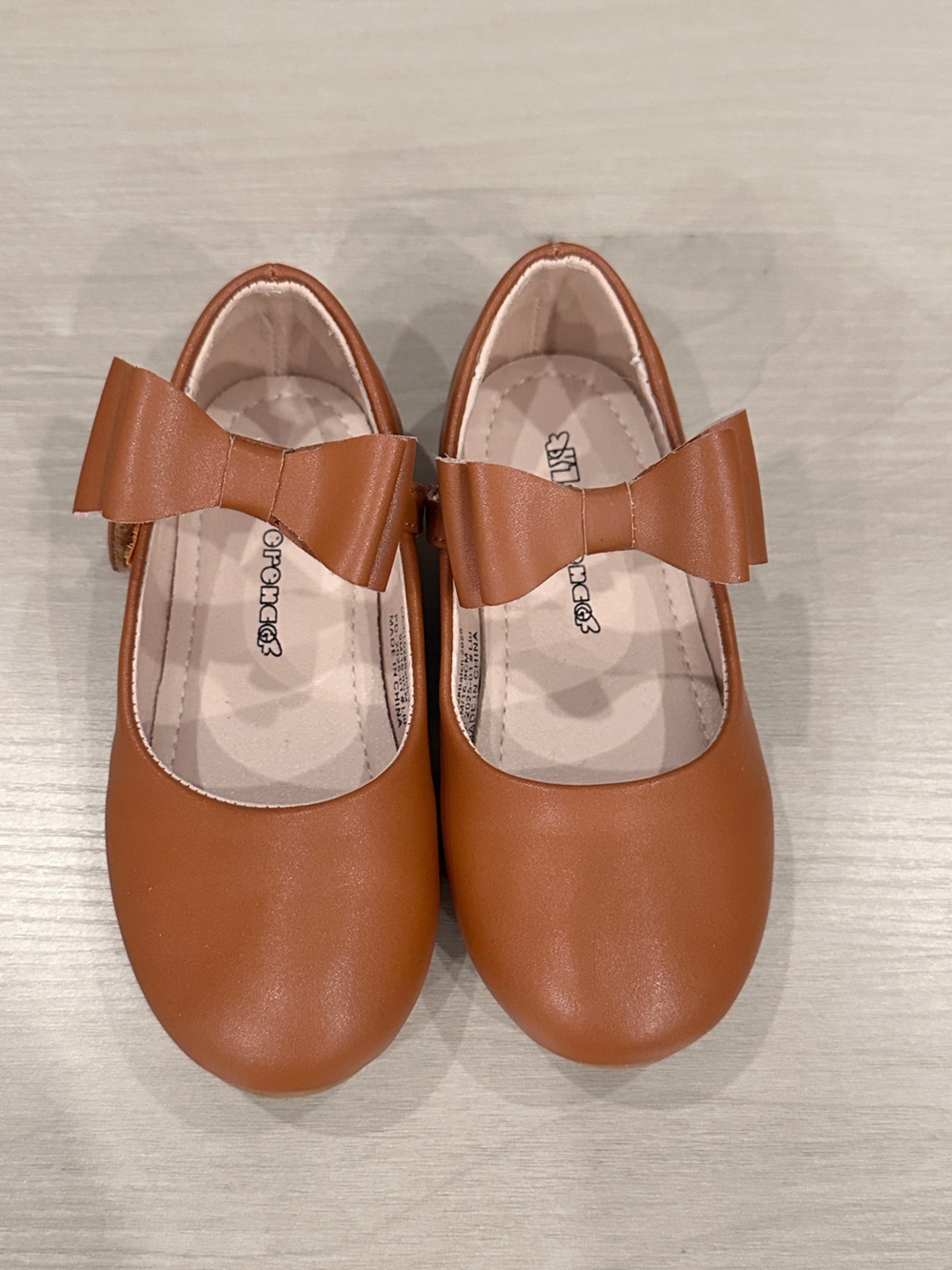 Kids Bow-Tie Mary Jane Flats in Cognac Brown